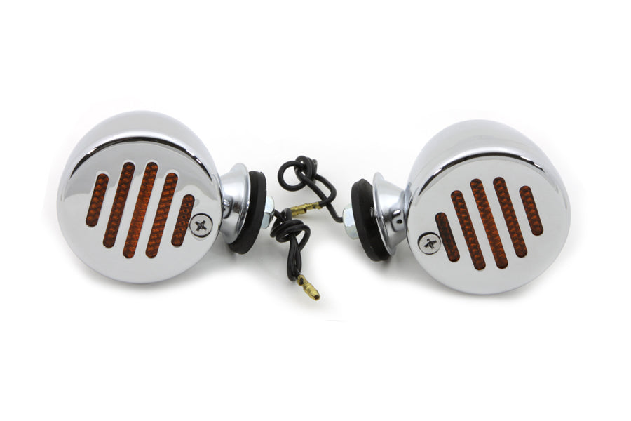 Chrome Shielded Bullet Marker Lamp Set with Amber Lens(SET)