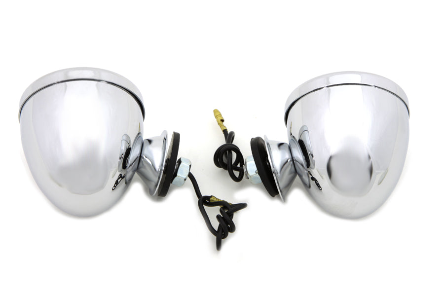 Chrome Shielded Bullet Marker Lamp Set with Amber Lens(SET)