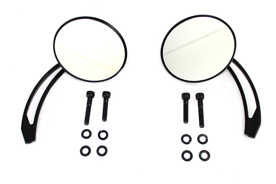Round Skull and Flame Mirror Set with Curved Stems Black(SET)