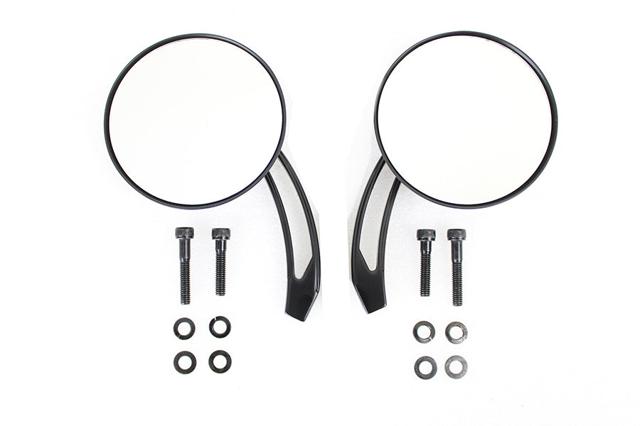 Round Skull and Flame Mirror Set with Curved Stems Black(SET)