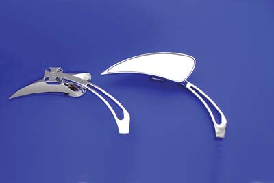 Chrome Tear Drop Mirror Set with Billet Cross Head Stem(SET)
