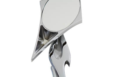 Chrome Spike Oval Mirror with Billet Flame Stem(EA)