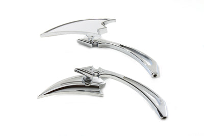 Chrome Crescent Mirror Set with Billet Spear Stems(SET)