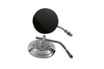 Round Flame Mirror Set Chrome with Round Stems(SET)