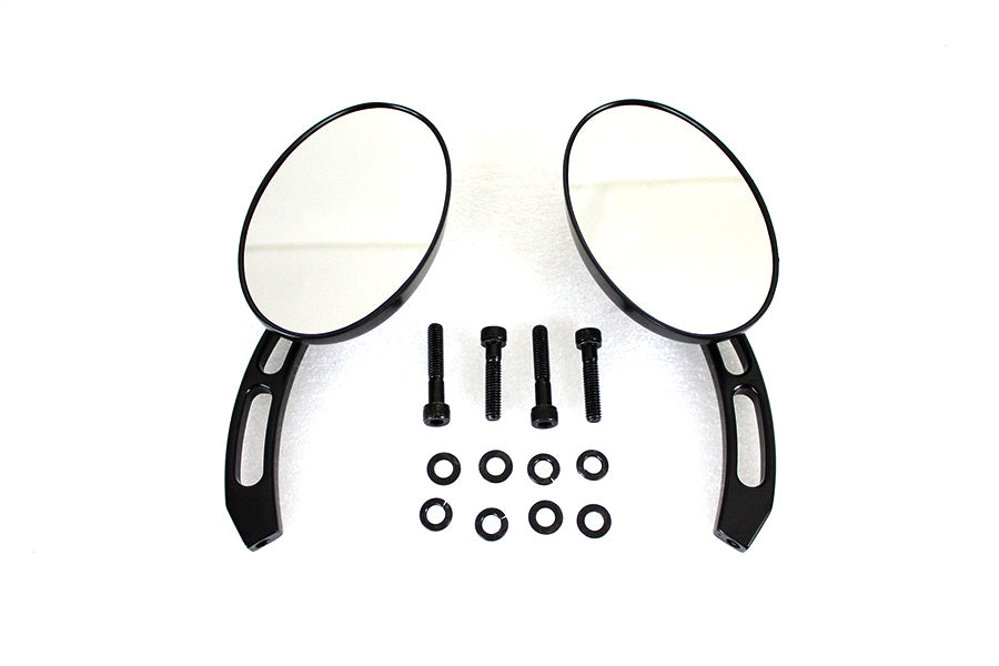 Oval Mirror Set with Billet 3 Slot Stem Black(SET)