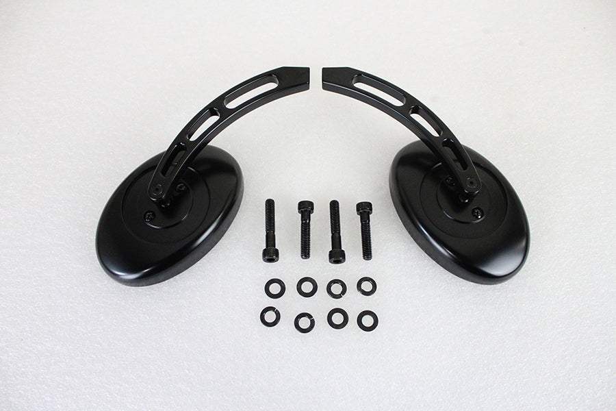 Oval Mirror Set with Billet 3 Slot Stem Black(SET)