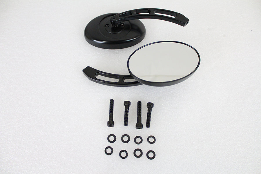 Oval Mirror Set with Billet 3 Slot Stem Black(SET)