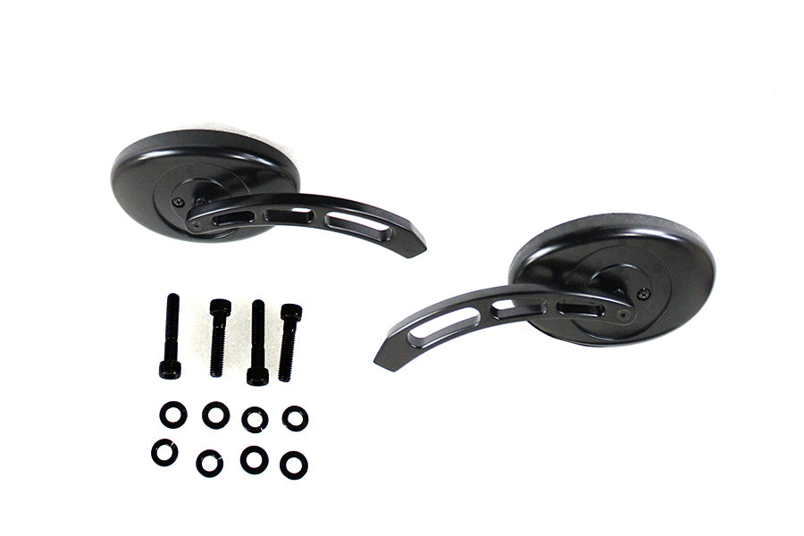 Oval Mirror Set with Billet 3 Slot Stem Black(SET)
