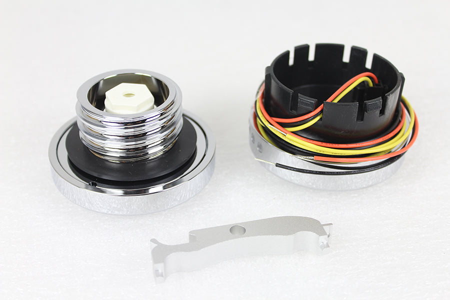 Chrome LED Smooth Style Fuel Gauge and Screw Cap Set(SET)