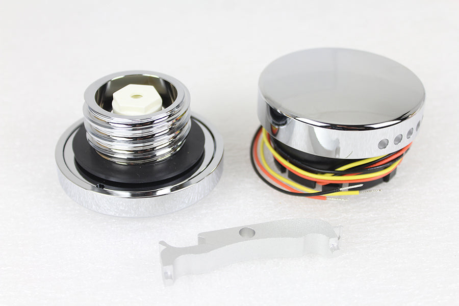 Chrome LED Smooth Style Fuel Gauge and Screw Cap Set(SET)