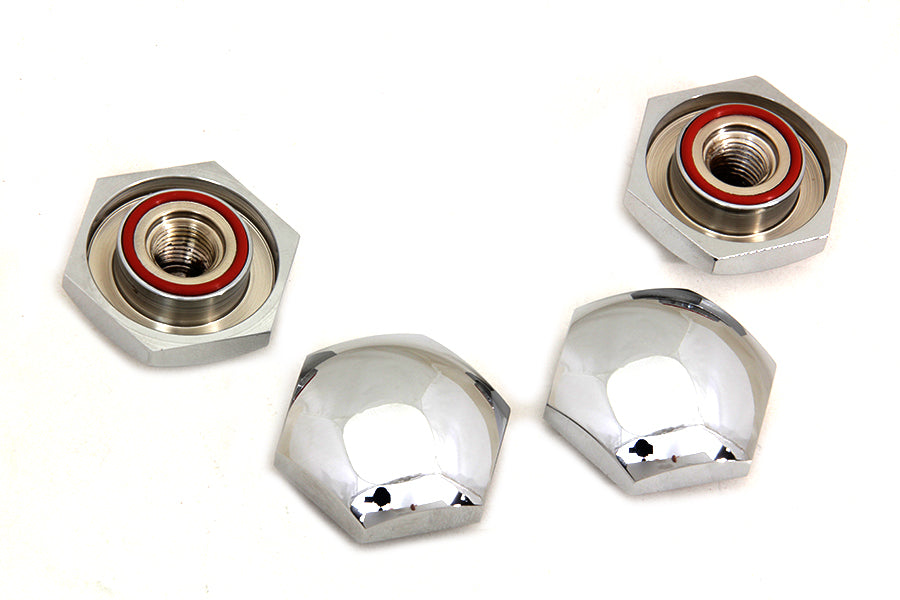 Rocker Shaft End Nut Stock Chrome(SET)